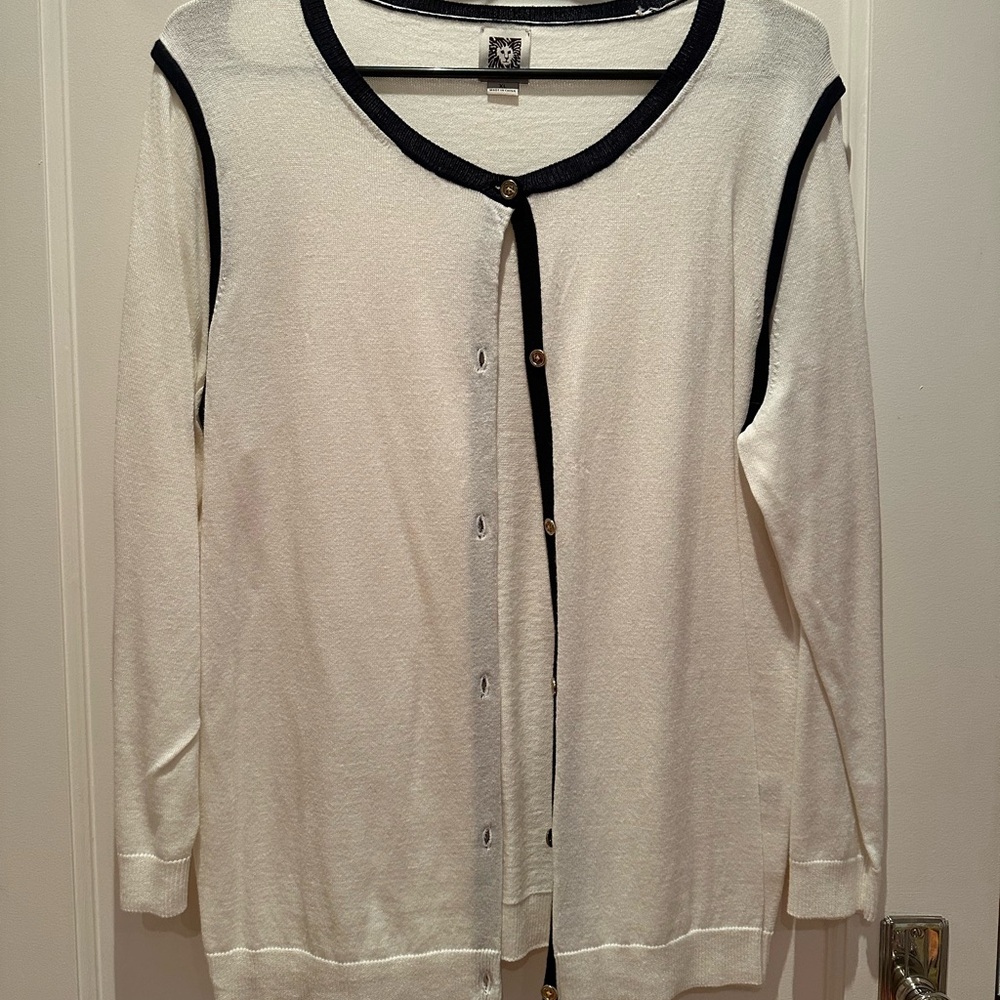 Anne Klein Cardigan white with contrasting trim